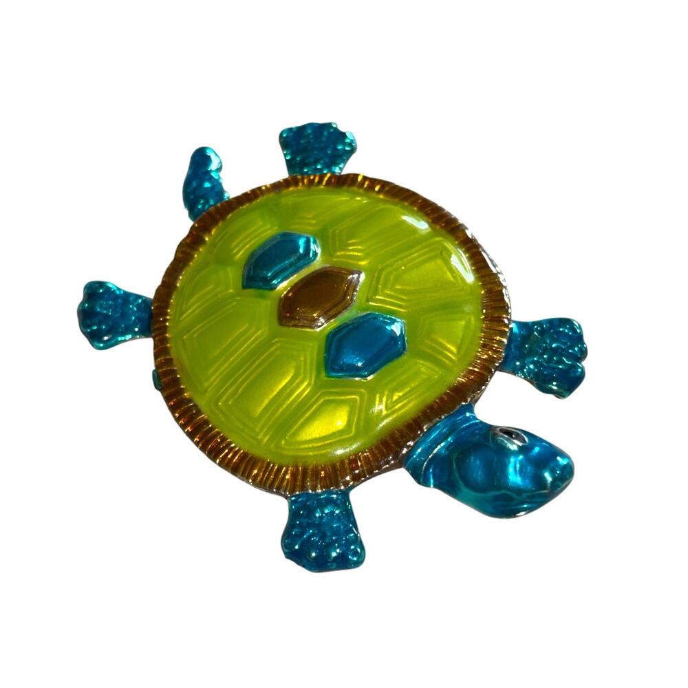Vintage Mid-Century Bold Turtle Brooch Pendant 3"x2"
